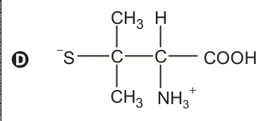 Estrutura química D com grupo tiolato, dois metil, amônio e carboxila COOH.