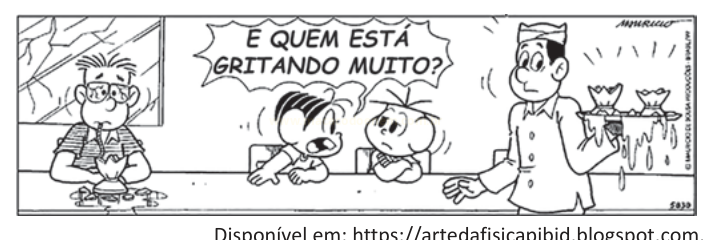 Quadrinho em preto e branco ambientado em um bar, com homem irritado, duas crianças e um garçom com bandeja.