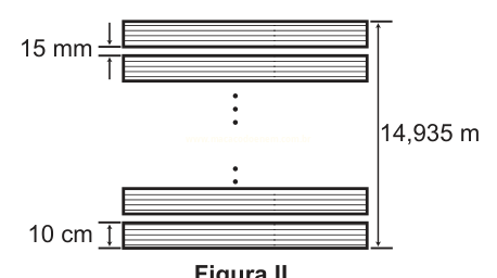 Diagrama de camadas empilhadas com medidas de 15 mm, 10 cm e altura total de 14,935 m.