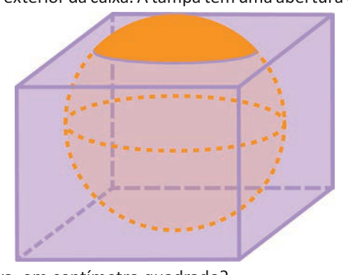 Ilustração de um cubo transparente com uma esfera inscrita, cuja parte superior aparece como um círculo laranja.