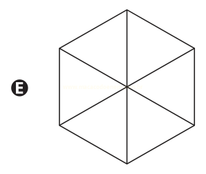 Hexágono regular dividido em seis triângulos por linhas que partem do centro até cada vértice.