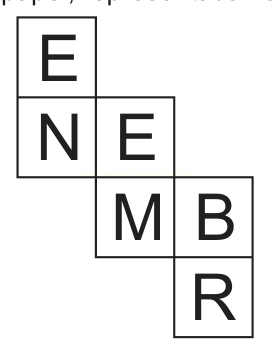 Quadrados dispostos em escada com as letras E, N, E, M, B e R.