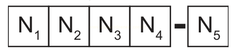 Quatro quadrados lado a lado com N₁, N₂, N₃ e N₄, um sinal de igual e um quinto quadrado com N₅.