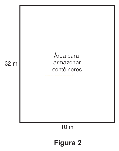 Figura de uma área retangular de 32 m por 10 m destinada a armazenar contêineres.
