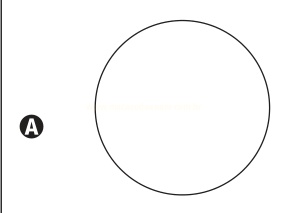 Círculo de contorno preto à direita e a letra A em um pequeno círculo preto à esquerda.