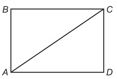 Retângulo ABCD com a diagonal traçada do vértice A ao vértice C.