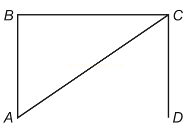 Figura com diagonal AC e lado direito incompleto, com vértices A, B, C e D.