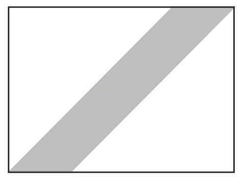 Retângulo com uma faixa diagonal cinza de um canto ao outro.