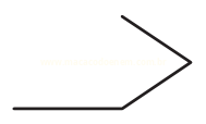 Linha horizontal que se dobra para cima e volta a descer, formando uma ponta voltada para a direita.
