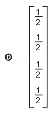 Matriz D, coluna com quatro elementos iguais a um meio.