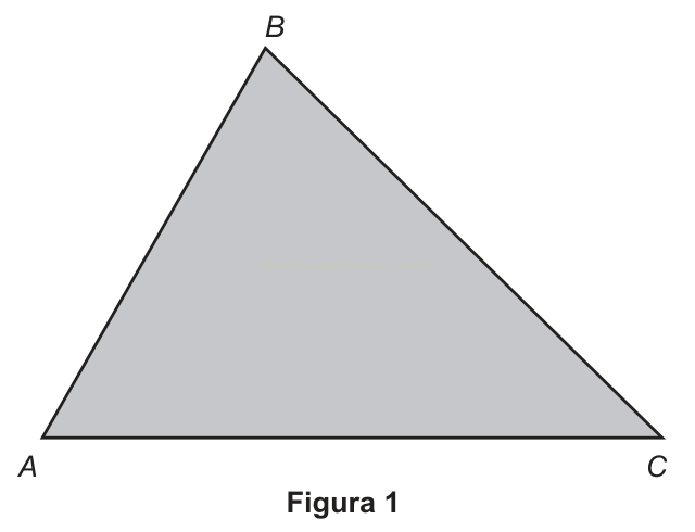 Triângulo cinza de vértices A, B e C, identificado como Figura 1.