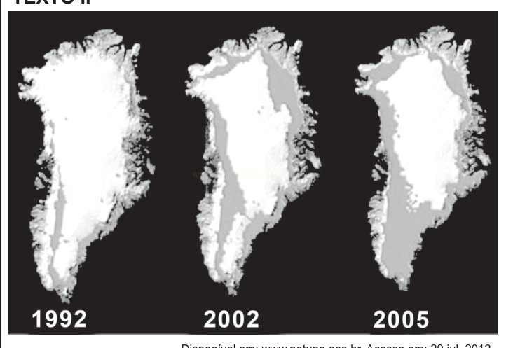 Três mapas de contorno de uma mesma massa de gelo, comparando as áreas em 1992, 2002 e 2005.